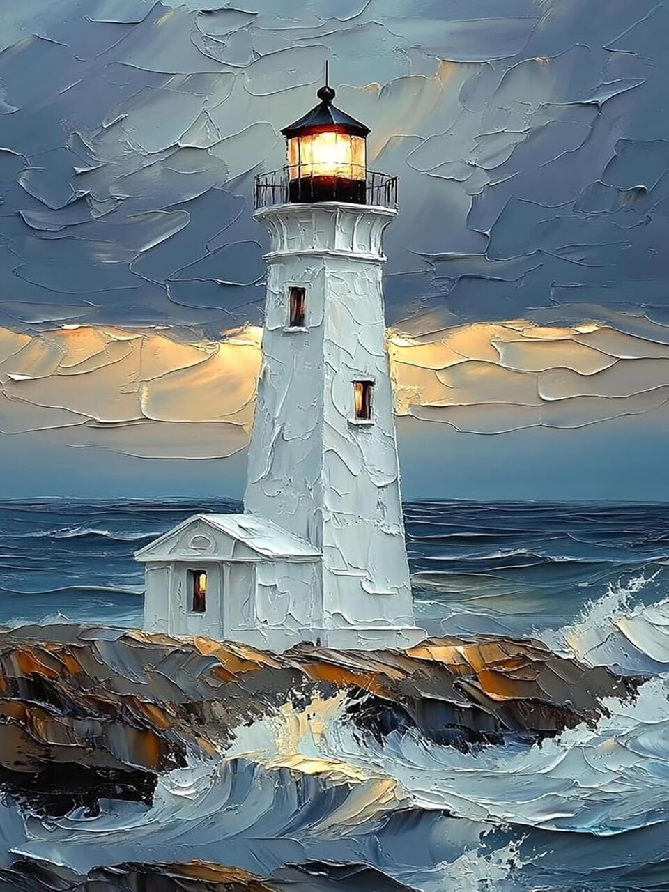 Paint by Numbers Kits for Adults – Lighthouse Seascape DIY Acrylic Painting Kit on Canvas, Beginner-Friendly Easy Paint by Numbers Art Set for Home Wall Decor, 12x16 Inch